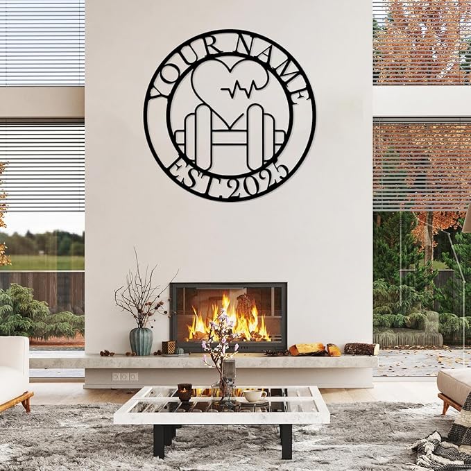 Customized Metal Gym Name Sign, Personalized Sports Room Wall Art,Metal Gym Sign,Unique Fitness Wall Sign, Gym Lovers Unique Gift, Gym Wall Art,Training Center Sign (Style-11)-StrideForce Fitness