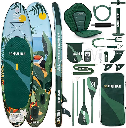 Inflatable Paddle Board for Adults with Accessories Included, Oar, Fins, Pump. Stand Up Paddleboard Great Stability and Resistance. 10’ x 33" x 5.9", Maximum Load 286 lb-StrideForce Fitness