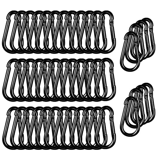 40PCS M5 Black Carabiner Clip, 3/16Inch Snap Hook Quick Link Small Clips, 2'' Spring Carabiner Link Buckle for Fishing Camping Hammock Dog Leashes-220LBS Holding Capacity-StrideForce Fitness