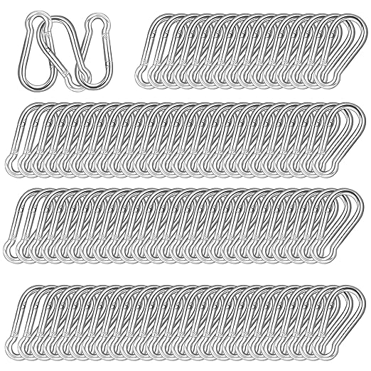 40 PCS 2'' Spring Snap Hook Carabiner, M5 3/16 Inch Galvanized Silver Steel Small Carabiner Clip, 220LBS Holding Capacity Quick Link Clip Keychain for Hammock Dog Leash & Camping Gym-StrideForce Fitness