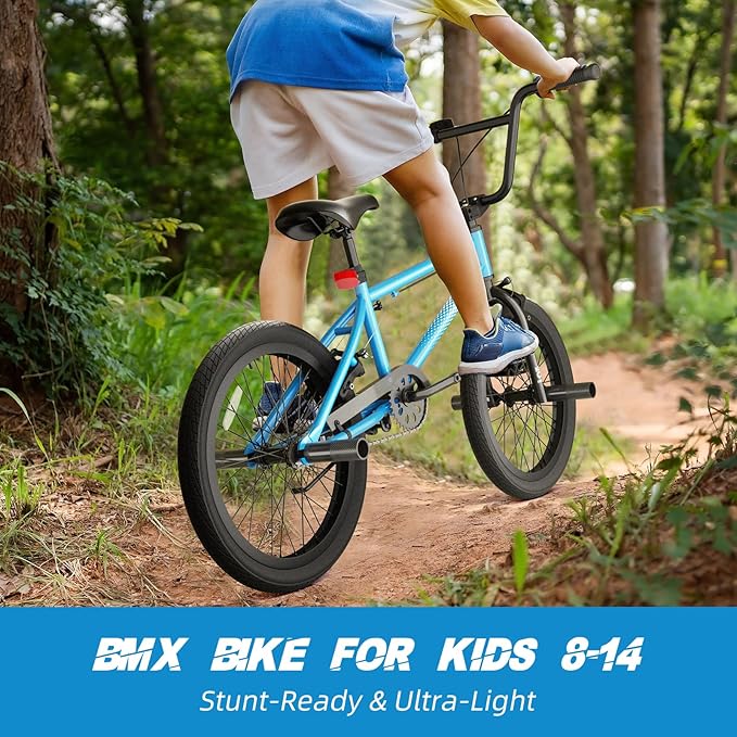 67i Boys BMX Bike 18/20 Inch Ages 8-12 Kids Bicycle with Front Rear U Brake Adjustable Seat Iron Fork 2.09" Wide Tires-StrideForce Fitness