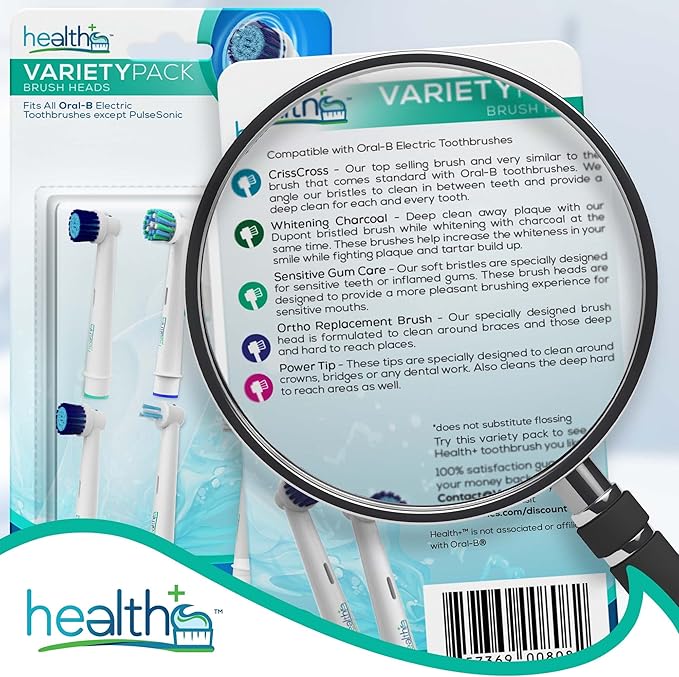 Compatible Oral-B Replacement Brush Heads - Variety 6-Pack Generic | Electric Toothbrush Heads with Dupont Bristles | Sensitive, Ortho, Powertip, Whitening, and Normal Brush Heads