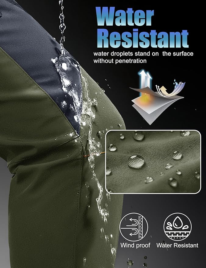 MAGCOMSEN Men's Snow Ski Pants Fleece Lined Water Resistant Winter Pants with 4 Zip Pockets for Snowboard Hiking Outdoor