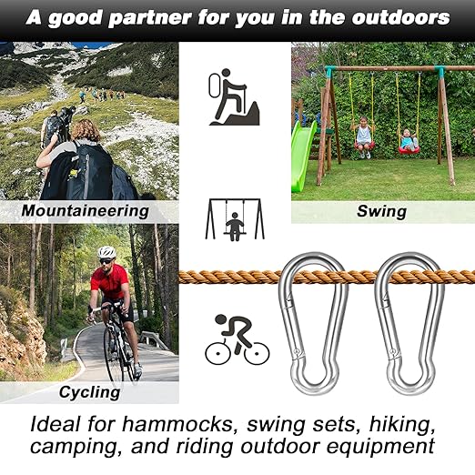 40 PCS 2'' Spring Snap Hook Carabiner, M5 3/16 Inch Galvanized Silver Steel Small Carabiner Clip, 220LBS Holding Capacity Quick Link Clip Keychain for Hammock Dog Leash & Camping Gym-StrideForce Fitness