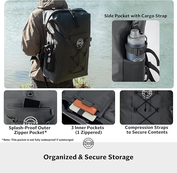 STOVER 5/10/25/30/40/55L Waterproof Backpack- Floating Dry Bag for Kayaking, Travel, Beach, Hiking, & Camping, Men/Women-StrideForce Fitness