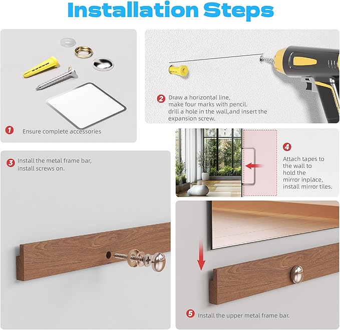 Hasipu 2Pcs 71''x31'' Home Gym Mirror Large Full Length Wall Mounted Full Body Mirror for Yoga Dance Fitness Exercise Studio Bedroom Garage, Frameless Tempered Glass Workout Mirrors Walnut Rectangular-StrideForce Fitness