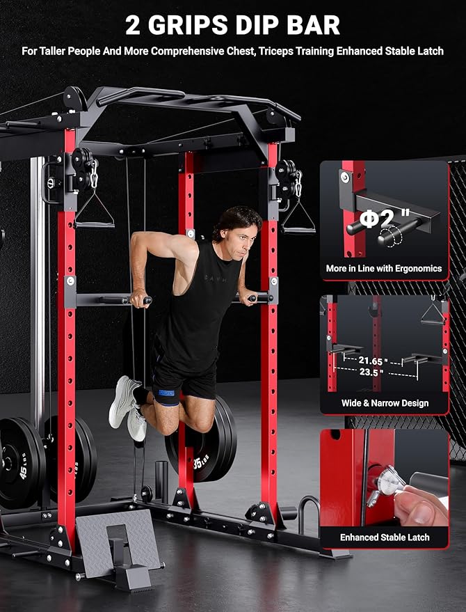 YOLEO Smooth Dual Pulley System Power Cage, 1600LBS Adjustable Cable Crossover Power Rack, Multi-Functional Squat Rack for Home Gym with More Training Attachment-StrideForce Fitness