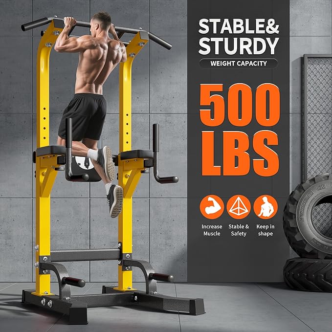 SogesHome Adjustable Pull Up Bar & Dip Station, Heavy Duty 500LB Capacity Multifunctional Home Gym Fitness Equipment for Strength Training, Push Up Stand for Arm, Back, Core & Full Body Workout-StrideForce Fitness