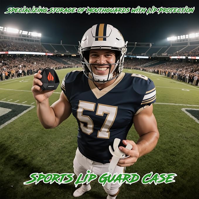 ARGOMAX Sports Lip Guard Case with Clip, Specializing Storage of Mouthguards with Lip Protection. Compatible with Various Brands of Football Lip Guard, Black+Orange.-StrideForce Fitness