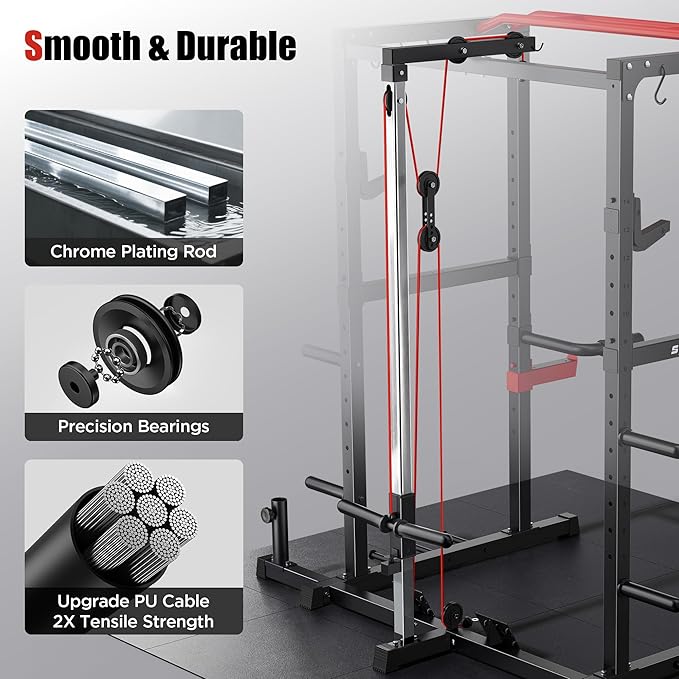 Sportsroyals Power Cage,1600lbs Multi-Function Power Rack with Adjustable Cable Crossover System and More Training Attachment, Weight Cage for Home Gym-StrideForce Fitness
