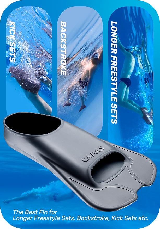 CAPAS Swim Training Fins Comfortable Silicone Lap Swimming Short Blade Floating Flippers with Mesh Bag for Adult Men Women Build Leg Strength-StrideForce Fitness
