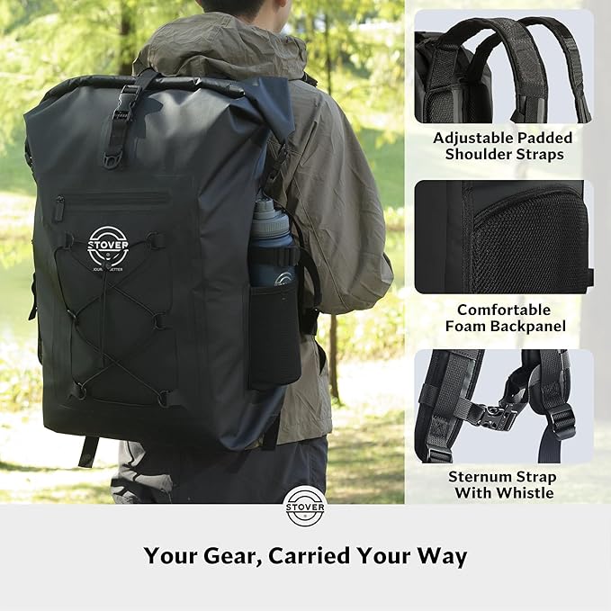 STOVER 5/10/25/30/40/55L Waterproof Backpack- Floating Dry Bag for Kayaking, Travel, Beach, Hiking, & Camping, Men/Women-StrideForce Fitness