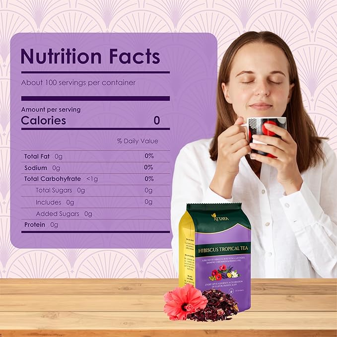 Attaya Hibiscus Tropical Herbal Tea Bags | Lowers Blood Pressure & Supports Heart Health | PCOS | Liver Health | Cholesterol | Antioxidants & Vitamin C | Caffeine Free | non-GMO | 35 Pyramid Tea Bags-StrideForce Fitness