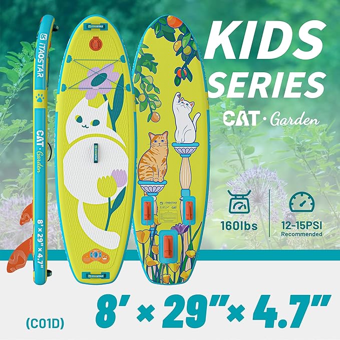 Joy 8'×29"/11'×35" Inflatable Paddle Board for Kids, One-Stop Premium SUP Accessories, Stand Up Paddle Board for More Balance, Tailored Fins for More Fun-StrideForce Fitness