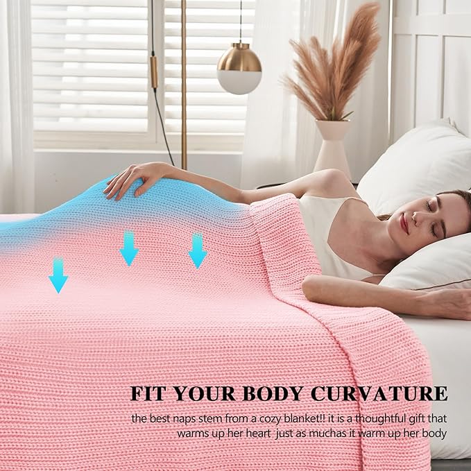 L'AGRATY Knitted Weighted Blanket - 48"x72" 12lbs Cooling Chunky Knit Heavy Blanket for Adults Braided Crochet Throw Thick Cable Yarn Knit Decorative No Beads Evenly Weighted Machine Washable-StrideForce Fitness