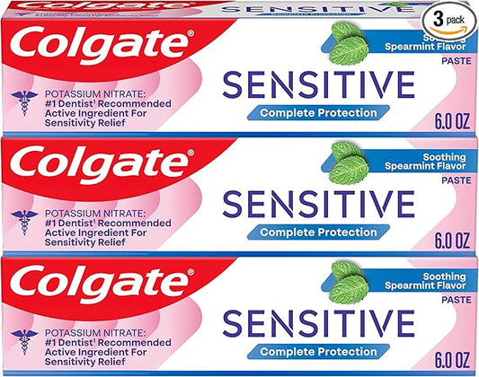 Colgate Sensitive Toothpaste, Complete Protection, Mint - 6 Ounce (Pack of 3)