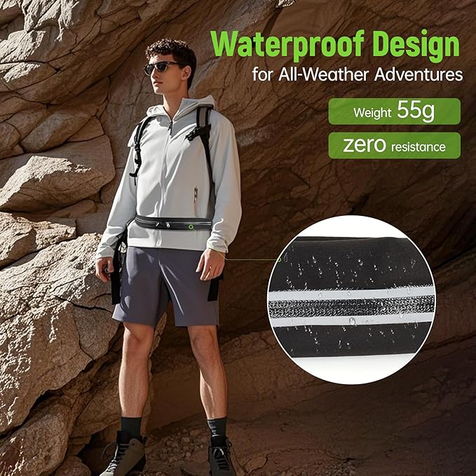 Slim Running Belts for Women Men - Running Phone Holder Fanny Pack for Key, Accessories Fits ALL Cell Phones, Black-StrideForce Fitness