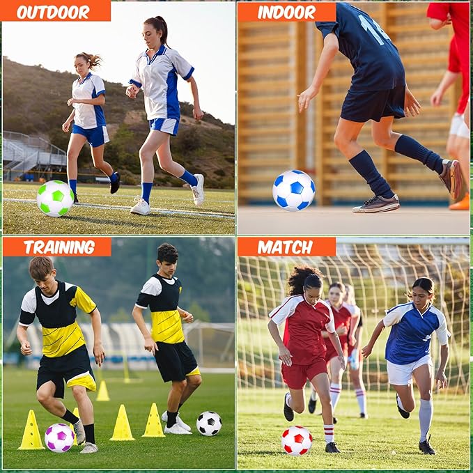 Sotiff 24 Pcs Size 5/4 Soccer Ball Bulk with 24 Pump Deflated Soccer Balls for Kids Teen Football Bulk for Game Training School Team Sports Adults Player Practice Outdoor-StrideForce Fitness