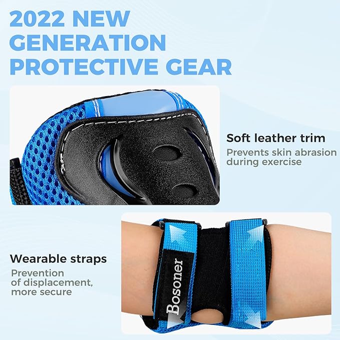 BOSONER Kids/Youth Knee Pad Elbow Pads Guards Protective Gear Set for Roller Skates Cycling BMX Bike Skateboard Inline Skatings Scooter Riding Sports-StrideForce Fitness