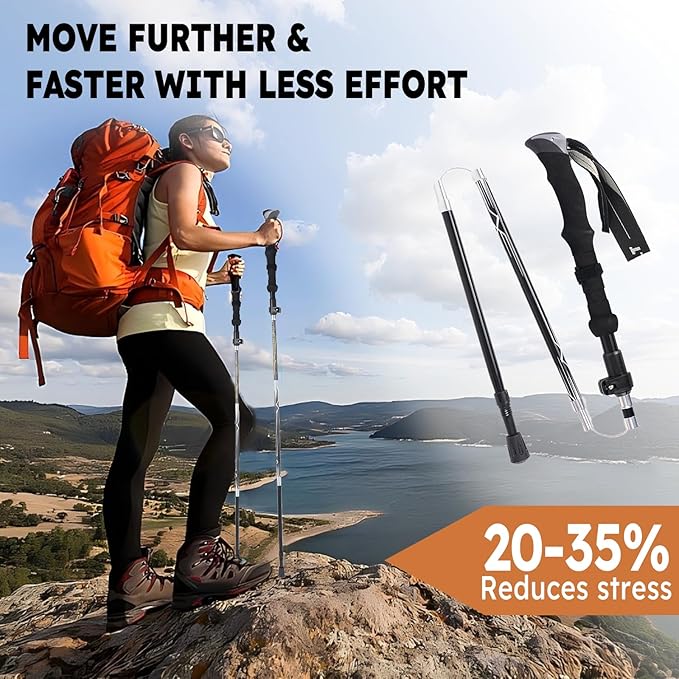 Trekking Poles Lightweight Collapsible Hiking Poles Folding Aluminum Walking Sticks 2 Pack Walking Sticks for Hiking-StrideForce Fitness