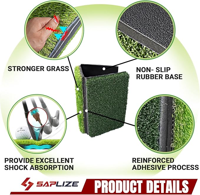 SAPLIZE Foldable Heavy-Duty Golf Hitting Mat, Practice Mat with 10mm EVA Rubber Backing, Larger Size for Indoor/Outdoor Swing and Chipping Practice, Anti-Deformation-StrideForce Fitness