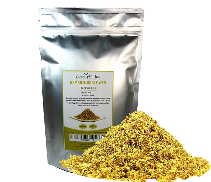 Green Hill Tea Osmanthus Flower Dried – Premium– Fragrant Osmanthus Dried Flowers -Loose Leaf Osmanthus Tea – 100% Pure, Natural, Non-GMO – Great for Brewing, Baking & Infusions 4 OZ-StrideForce Fitness