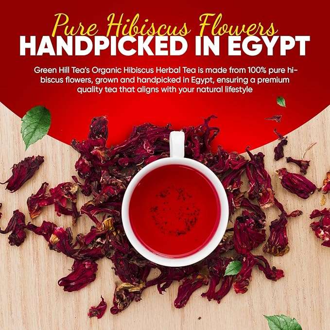Greenhilltea Premium Dried Hibiscus Flower, Fully natural and healthy, Rich Aroma, Gluten Free, Non GMO, contains benefits of Hibiscus – 4 OZ-StrideForce Fitness