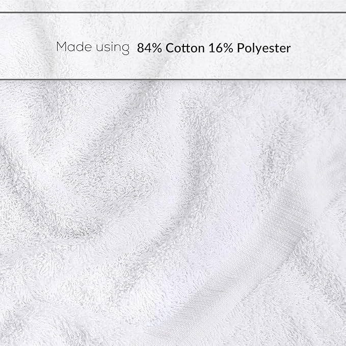 GOLD TEXTILES 12 White Economy Bath Towels Bulk (24x48 Inch) Cotton Blend for Softness-Commercial Grade Easy Care-StrideForce Fitness