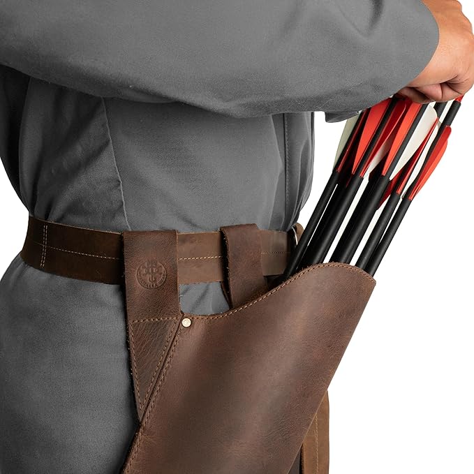 Leather Hip Quiver for Arrows, Hunting Quiver Arrow Holder, Archery Quivers Holder, Best Compound Bow Arrow Quiver for Recurve Bow, Back Quiver, Design for Archery Crossbow Quiver-StrideForce Fitness