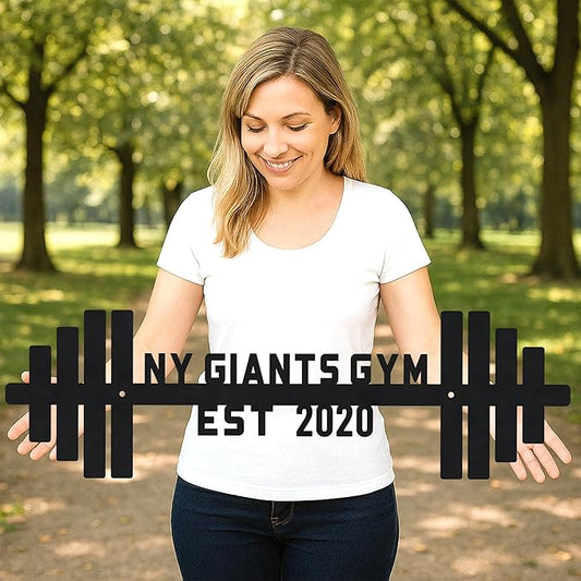 Gym Metal Sign Custom Name Workout Room Decor, Motivational Fitness Powerlifting Wall Art, Home Garage Center Personalized Gift for Women, Men, Dad, Papa, Grandpa, Mother, Sister, Girls, Steel-StrideForce Fitness