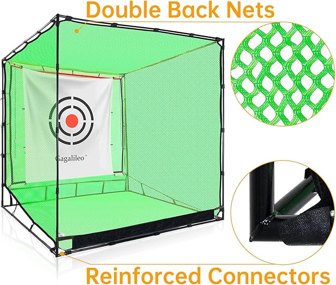 Golf Practice Hitting Nets for Backyard Driving Indoor Use Heavy Duty Practice Golf Driving Nets for Backyard Premium Portable Golf Impact Nets Cages with Frame-StrideForce Fitness