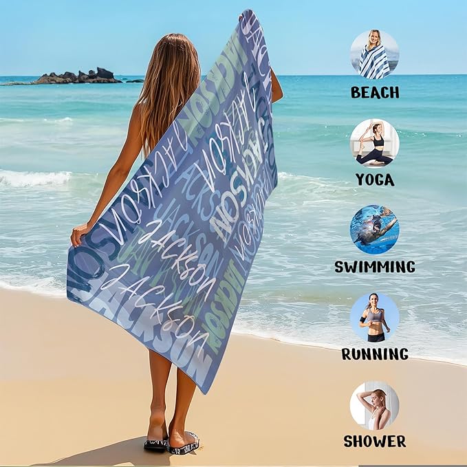 JML Personalized Beach Towel with Name, Custom Beach Towel with Name, Customized Microfiber Pool Towel, Quick Dry & Absorbent Swim Towel for Adult,Anniversary, Birthday, Summer Holiday,Vacation-StrideForce Fitness