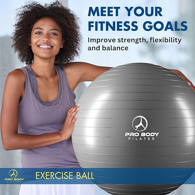 ProBody Pilates Exercise Ball - Multiple Sizes Gym Grade Balance Ball for Fitness, Yoga, Workout, Pregnancy & Physical Therapy-StrideForce Fitness