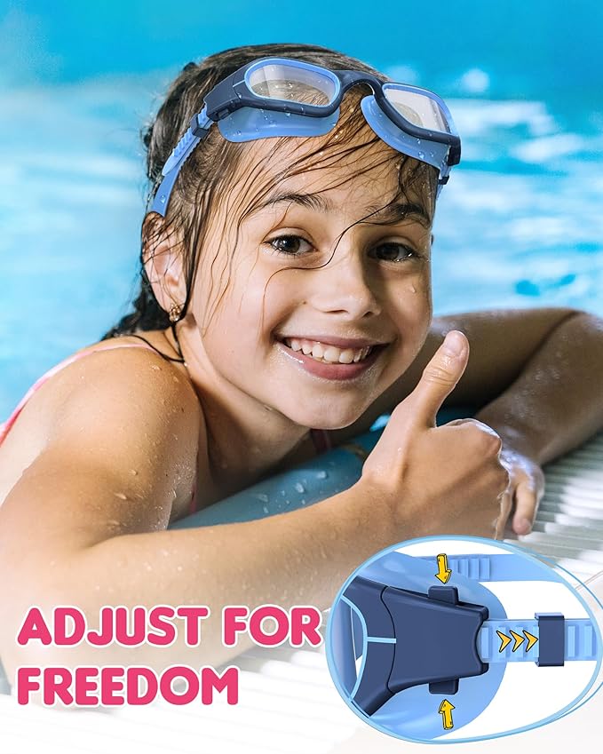 Kids Swim Goggles,Swimming Goggles for Kids 6-14, Anti-Fog UV Protection Pool Glasses for Boys Girls-StrideForce Fitness