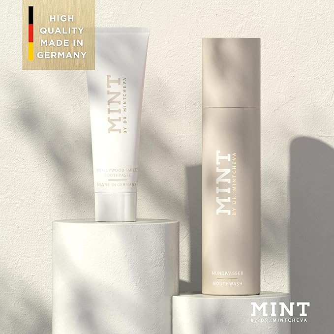 Mint Bright Smile Essential Set – Whitening Polishing Paste & Mouthwash – MPT1 Ultra Polish Technology with Perlite – Hydrogen Peroxide for Radiant Teeth – Vegan, Alcohol-Free, Microplastic-Free