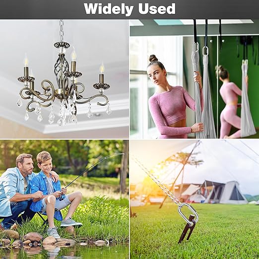 M6-50 Pack 2.3” Quick Links Chain Connectors, 1/4″ Galvanized Chain Locking Carabiners Hooks, 620LBS Heavy Duty Thread Quick Link Clips, Twist Oval Keychain D Shape for Swing, Camping-StrideForce Fitness