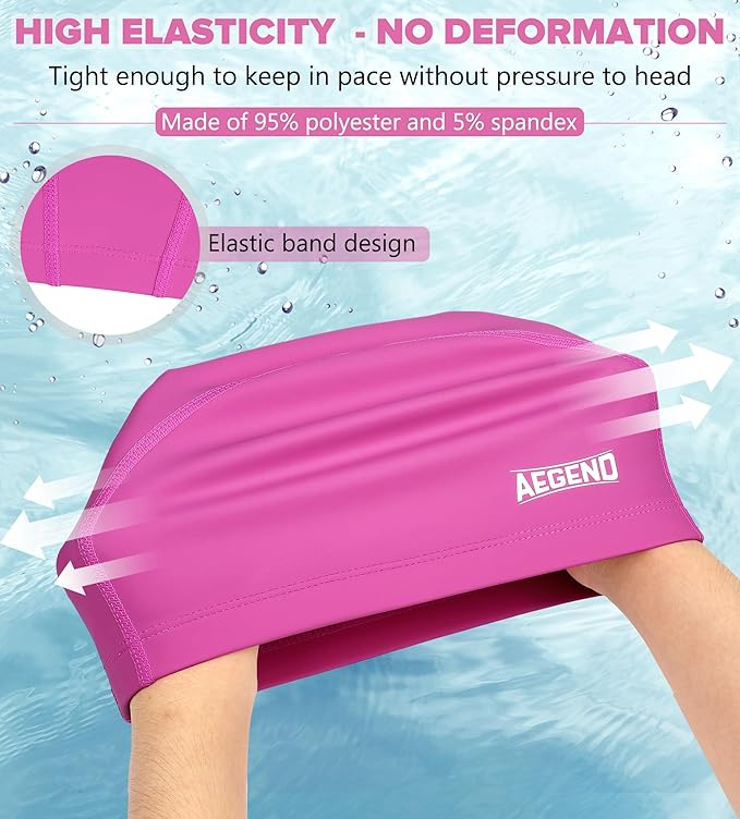 Aegend Fabric Swim Cap, Silicone Waterproof Layer - Breathable Cloth Swimming Cap, Keep Hair Dry with Hight Elasticity for Youth(8-16) Adult, 2 Sizes to Choose-StrideForce Fitness