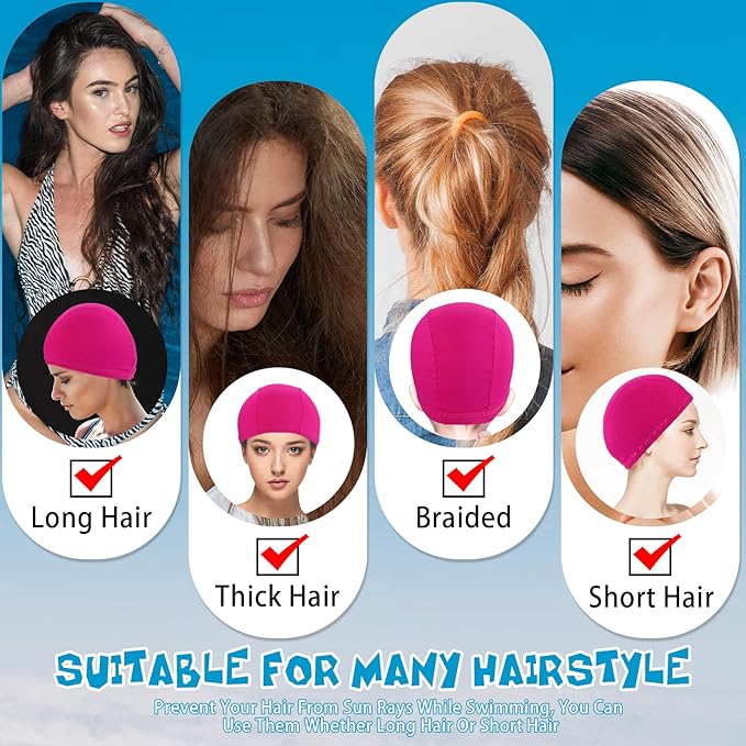 Bonuci 24 Pieces Cloth Elastic Swim Cap Bulk Comfortable Fabric Swimming Hat Elasticity Swimming Pool Cap Lightweight Bathing Caps for Women Men Kids Unisex, Not Waterproof-StrideForce Fitness