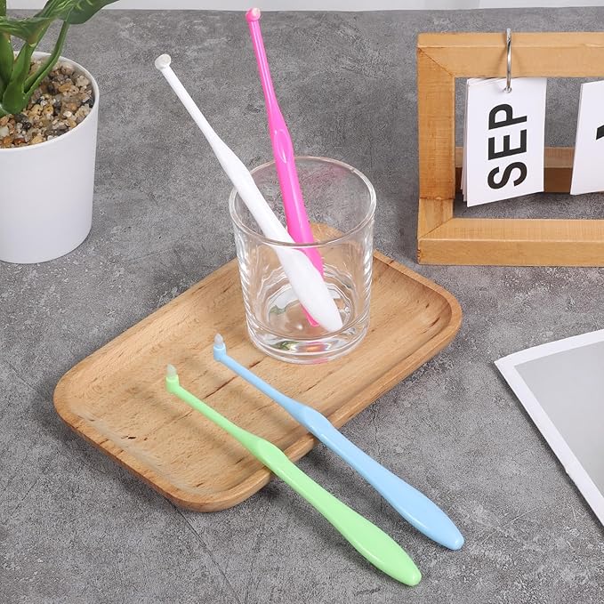 4 PCS End Tuft Toothbrush Adult, Gum Single End Tuft Brush, Soft Orthodontic Toothbrushes for Braces, Small Soft Head for Tiny Hard-to-Reach Areas Detail Cleaning, Individually Wrapped