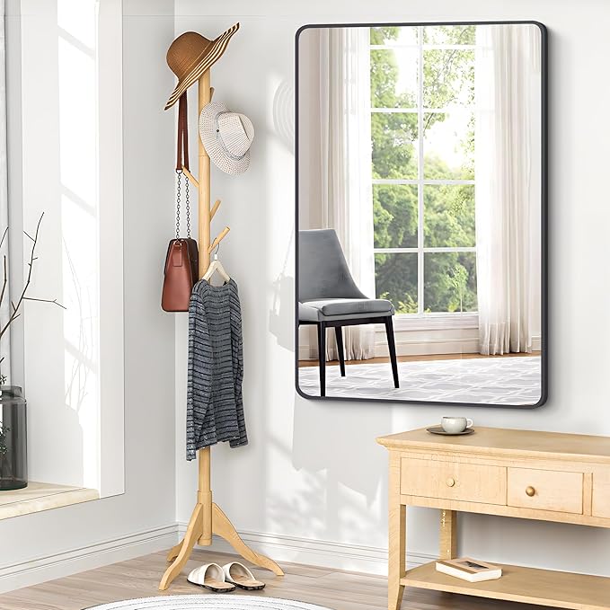 36x48 inch Bathroom Mirror,Black Rectangle Mirror,Wall Mounted Bathroom Frame Vanity Mirror with Round Corner for Bedroom Living Room, Entryway Hangs Horizontal or Vertical-StrideForce Fitness