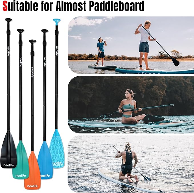 SUP Paddleboard Paddle with Aluminum Shaft and Nylon Blade, Lightweight Stand Up Paddle Board Oars, Adjustable170-210 cm/68-84 inch-StrideForce Fitness