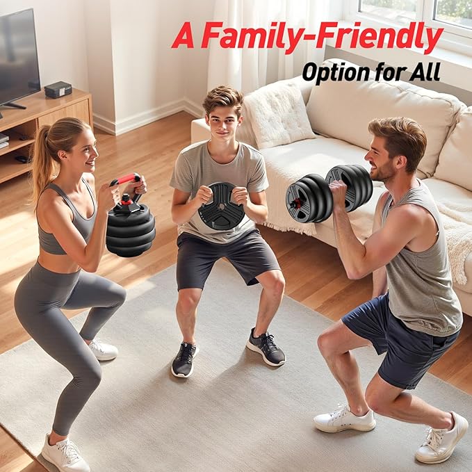 Adjustable dumbbell set,20/35/45/55/70/90lbs Free Weights set with upgraded nut, 4 in 1 Weight Set Used as Kettlebells, Barbell, Push up Stand, Fitness Exercise for Home Gym Suitable Men/Women-StrideForce Fitness