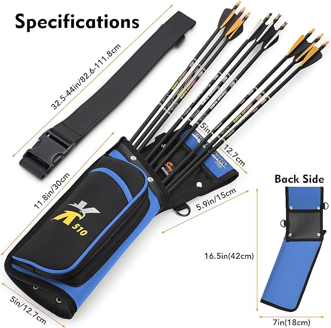 SUNYA X510 Field & Competition Hip Arrow Quiver | 3-Slot Noise-Free Archery Quiver with Sturdy Storage System (42x18cm)-StrideForce Fitness