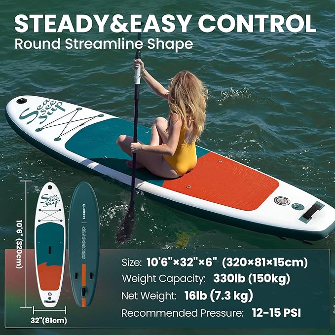Inflatable Stand Up Paddle Board with Sup Board Accessories, Durable, Lightweight,Wide Stable Design,Wide Non-Slip Deck, Non-Slip Comfort Deck Pink Paddle Board for Women & Girls-StrideForce Fitness