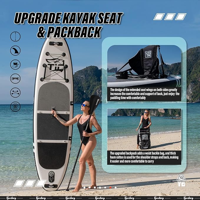 Inflatable Paddle Board with Premium SUP Board Accessories, Allround Paddle Boards for Adults/Kids,Stand Up Paddle Board Defender Collection-StrideForce Fitness