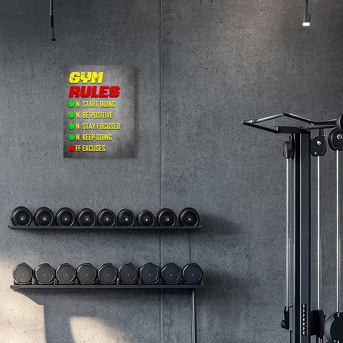 Gym Quotes Wall Art,Inspirational Workout Wall Decor,Gym Rules Canvas Wall Art for Exercise Fitness Room-StrideForce Fitness