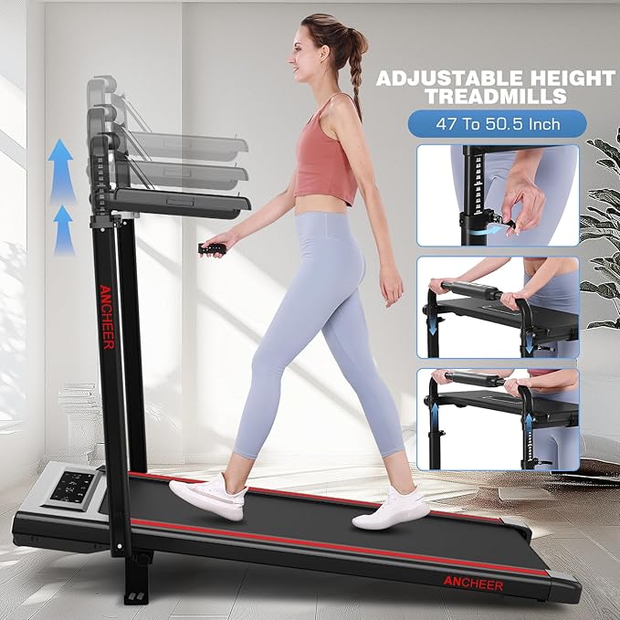 ANCHEER Walking Pad Treadmill with 12% Incline&Adjustable Height, 4 in 1 Under Desk Treadmills with Desk Workstation, Foldable Treadmill for Home 300lb,3 Type Control-StrideForce Fitness