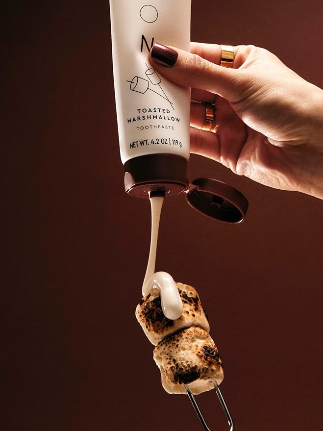 MOON Toothpaste, Toasted Marshmallow Flavor, 4.2 Oz, Plus Soft Bristle Toothbrush 2 Pack, No Fluoride or Sugar, Gentle on Enamel, Gums & Teeth, Whitening Toothpaste for Adults & Children 2 Years+