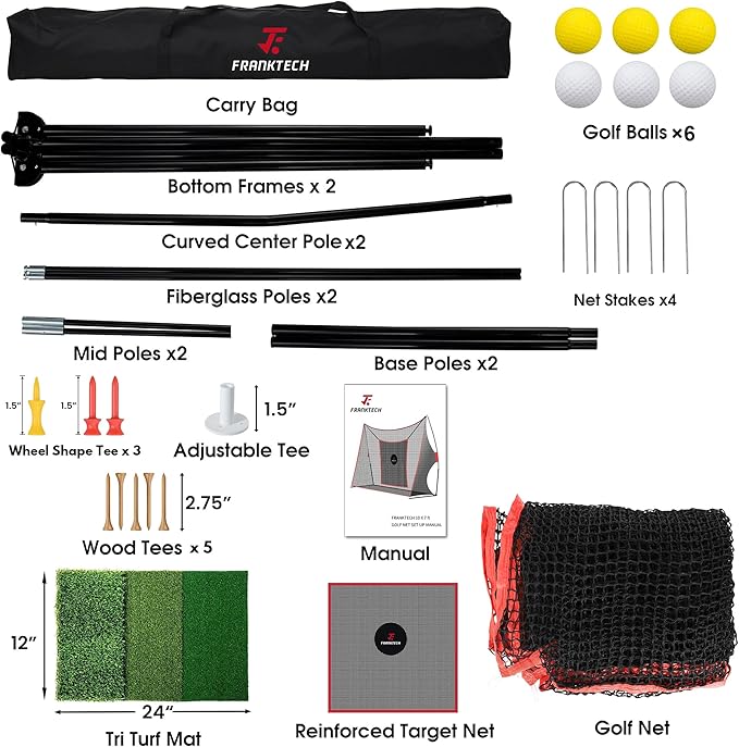 Golf Practice Net - Heavy Duty Driving Range Net with High Impact Chipping Target, Include Carry Bag and Golf Balls for Indoor Outdoor-StrideForce Fitness