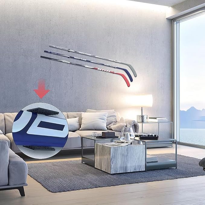 Hockey Stick Display Holder Wall Mount, Hockey Stick Storage Rack, Ice Hockey Stick Hangers for Hockey Room Decor Boys, Supports Vertical、Diagonal、Horizontal Display- Black-StrideForce Fitness